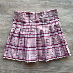 Pink Plaid Pleated Mini Skirt Clueless Schoolgirl Preppy Coquette Y2K Kawaii 90s
